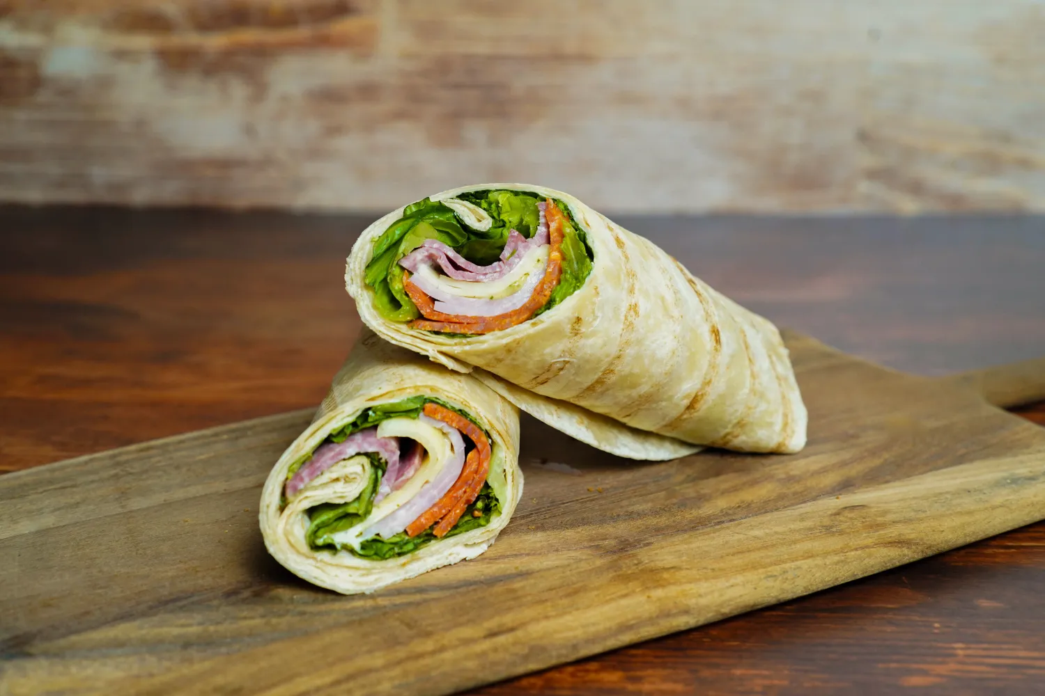 Wrap with sandwich meat and lettuce